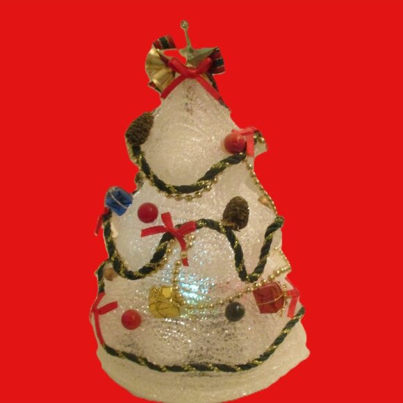 Vtg Tabletop Crystal Look Light-Up Musical Christmas Tree Ornaments Beads - Picture 4 of 5